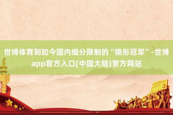 世博体育到如今国内细分限制的“隐形冠军”-世博app官方入口(中国大陆)官方网站