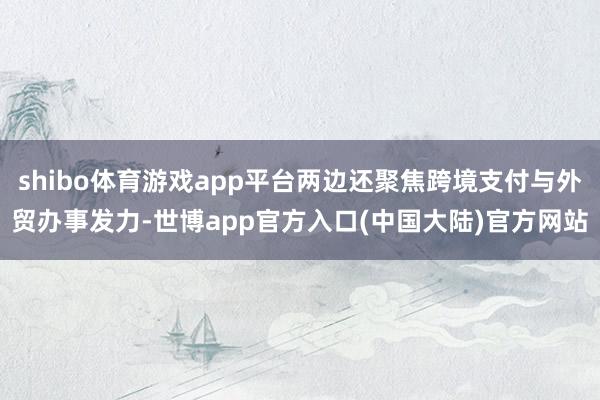 shibo体育游戏app平台两边还聚焦跨境支付与外贸办事发力-世博app官方入口(中国大陆)官方网站