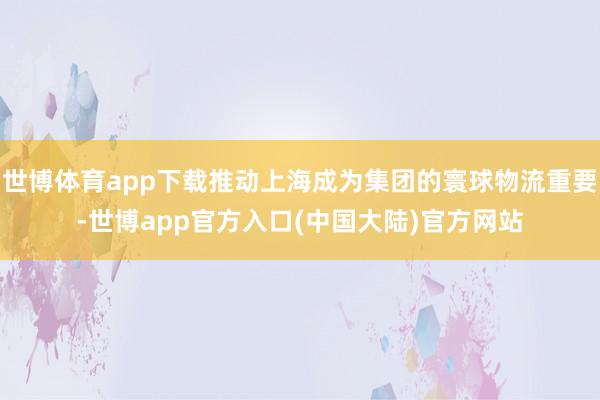 世博体育app下载推动上海成为集团的寰球物流重要-世博app官方入口(中国大陆)官方网站