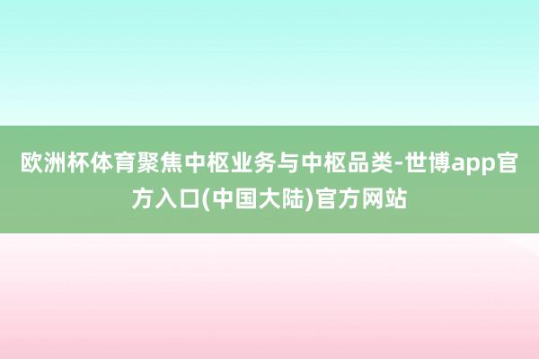欧洲杯体育聚焦中枢业务与中枢品类-世博app官方入口(中国大陆)官方网站