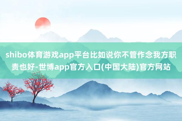 shibo体育游戏app平台比如说你不管作念我方职责也好-世博app官方入口(中国大陆)官方网站