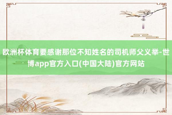 欧洲杯体育要感谢那位不知姓名的司机师父义举-世博app官方入口(中国大陆)官方网站